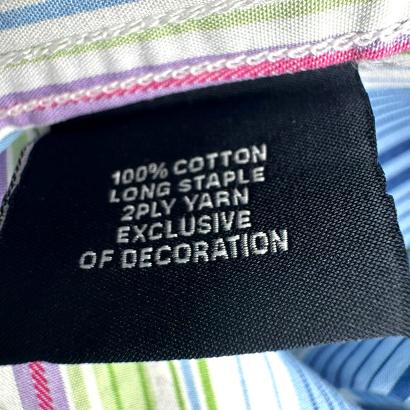 TAILORBYRD Men XL Button up Shirt Long Sleeve Colorful Stripe Contrast Flip Cuff - Picture 7 of 10